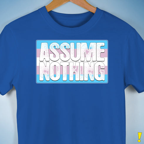 Assume Nothing Transgender Pride Flag Premium Unisex T-Shirt - Royal Blue
